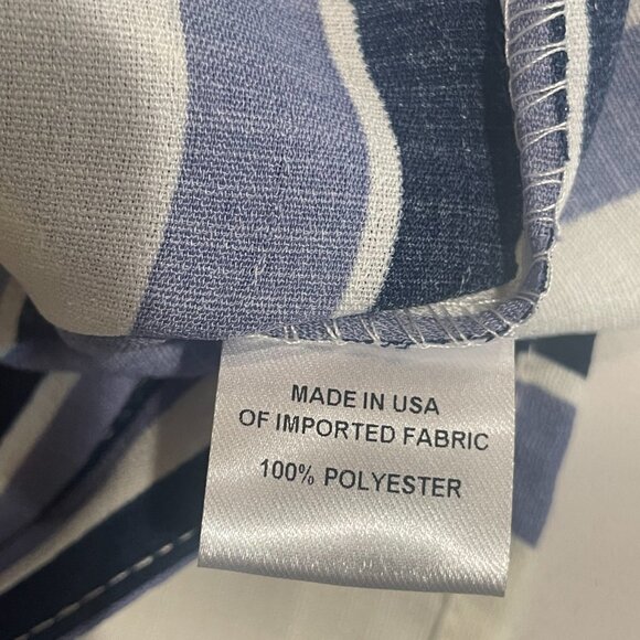 Supply & Demand Vertical Stripe Ruffle Sleeve Top, Button-Down, V-Neck, Blue, M - Picture 4 of 6